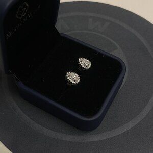 BRAND NEW - Beautiful Tear Drop Moissanite Stud Earrings in Halo Setting
